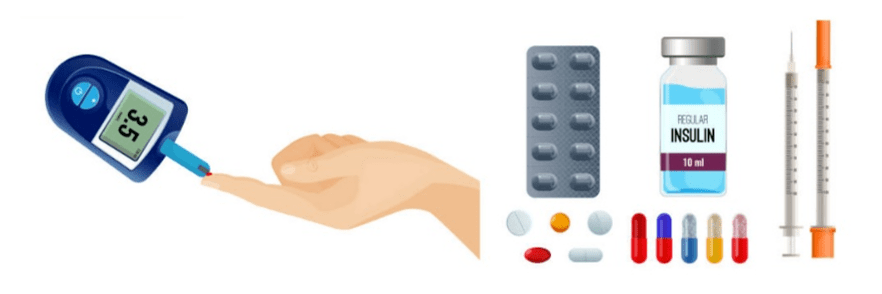 Los diabéticos deben controlar sus niveles de azúcar en sangre y tomar los medicamentos necesarios.